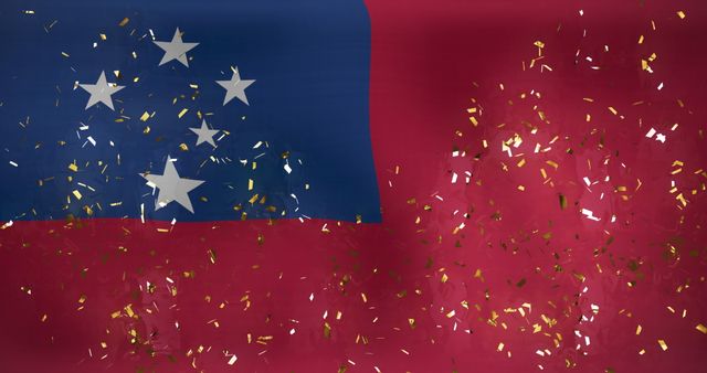 Vibrant Celebration with Confetti Over Waving Samoa Flag - Download Free Stock Images Pikwizard.com