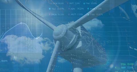 Futuristic Digital Interface Overlapped with Wind Turbine - Download Free Stock Images Pikwizard.com