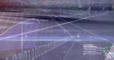Futuristic Digital Data Streams with 3D Analytics Overlay