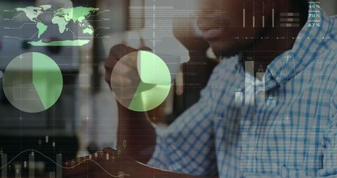 Businessman Analyzing Global Data on Smartphone with Virtual Graphs - Download Free Stock Images Pikwizard.com
