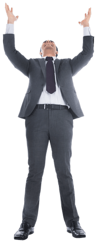 Joyful Biracial Businessman Celebrating Success Transparent