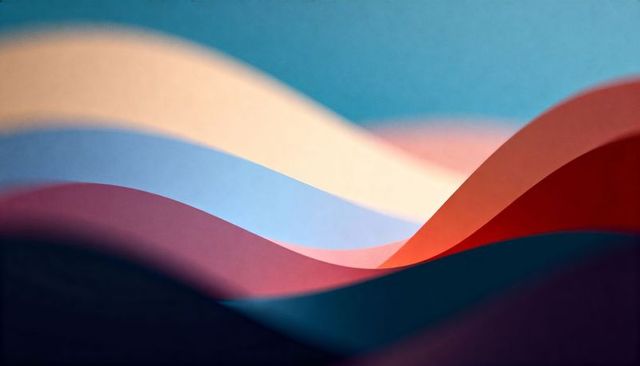 Flowing colorful paper waves creating soft layered gradient background for design