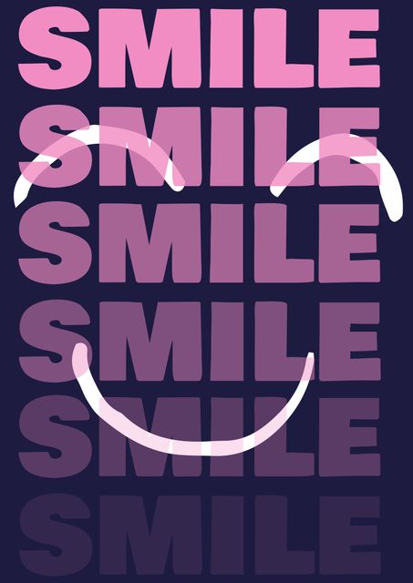 SMILE Typography Art Promoting Happiness with a Playful Design - Download Free Stock Templates Pikwizard.com