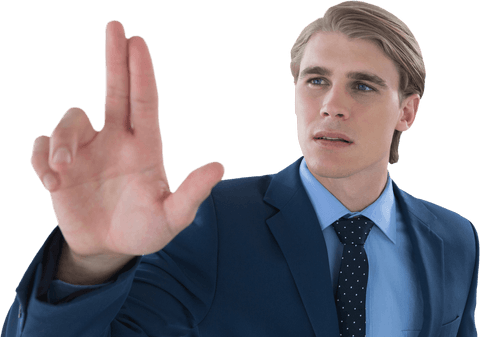 Businessman Interacting with Invisible Transparent Interface Technology - Download Free Stock Videos Pikwizard.com