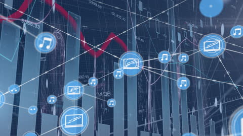 Digital Network with Data analytics Symbols Technology Theme