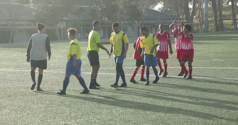 Soccer team promancing fair play in sunny tournament