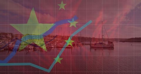 Financial Growth Concept with Chinese Flag Transparency
