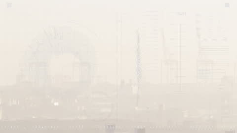 Data Processing Interface Over Aerial Cityscape