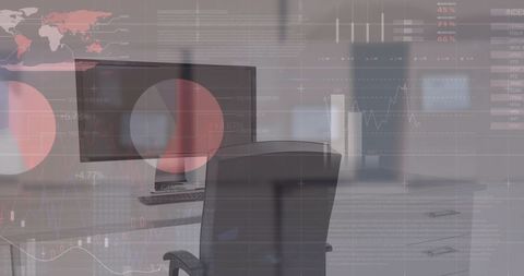 Modern Home Office Desk with Financial Data Displays - Download Free Stock Images Pikwizard.com