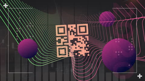Digital Wave and QR Code Overlapping Analytics Background