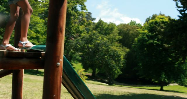 Child Climbing Playground Slide Outdoors in Summer Park - Download Free Stock Images Pikwizard.com