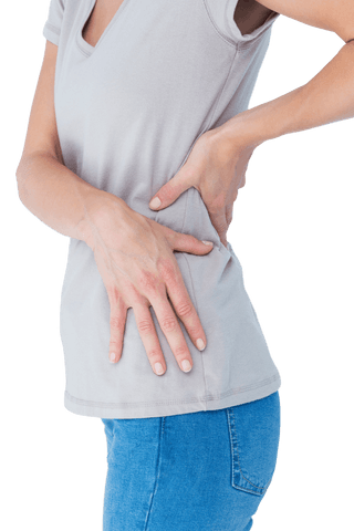 Transparent Background Woman Holding Lower Back in Discomfort