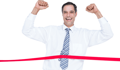 transparent businessman celebrates winning race finishing line - Download Free Stock Videos Pikwizard.com