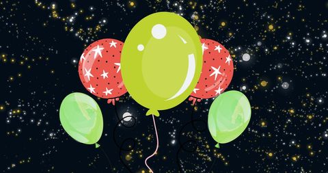 Colorful Balloons on Starry Black Background
