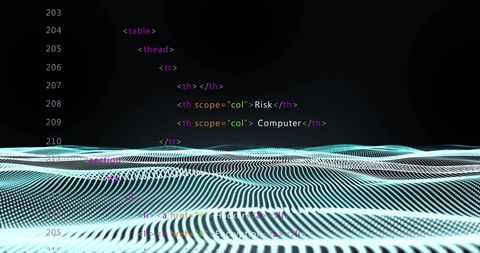 Futuristic HTML Code Over Gridlines Representing Digital Technology - Download Free Stock Images Pikwizard.com