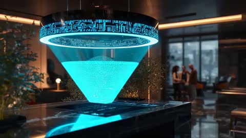 Innovative Holographic Display in Modern Lounge Setting