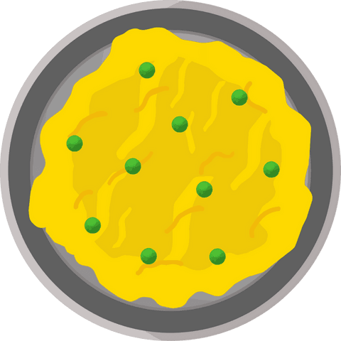 Flat Illustration of Scrambled Eggs with Peas on Transparent Background