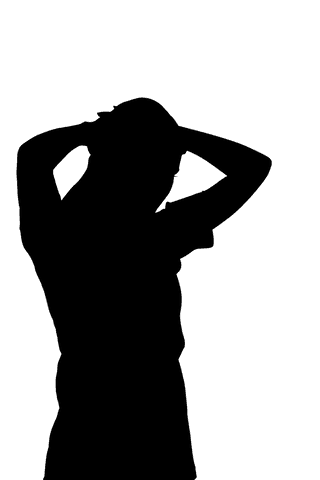 Transparent silhouette of sportswoman displaying frustration