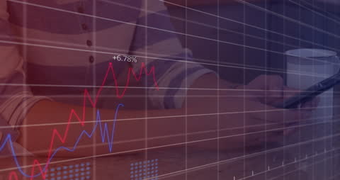 Financial Data Animation with Hands Typing on Smartphone