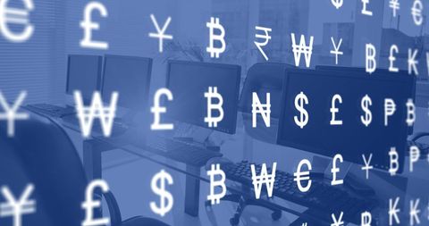 global currencies floating in modern office setting - Download Free Stock Images Pikwizard.com