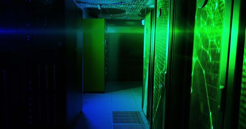 Illuminated Server Room with Futuristic Light Effects - Download Free Stock Images Pikwizard.com