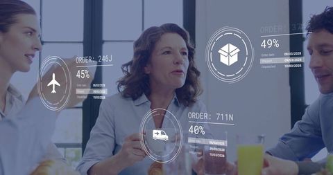 Digital Interface Displayed in Business Meeting with Colleagues