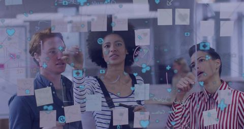 Diverse Team Brainstorming Digital Innovations in Office