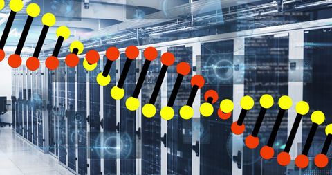 Dna strand spinning over data processing center