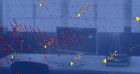 data processing visualization over office desk setting - Download Free Stock Images Pikwizard.com
