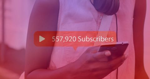 Social Media Growth Concept African American Woman with Smartphone