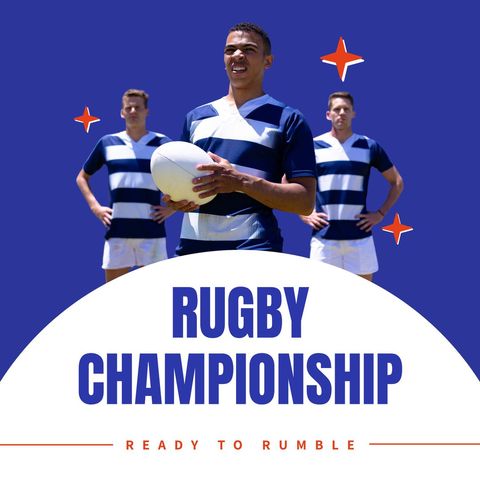 Rugby championship team posing for event promo