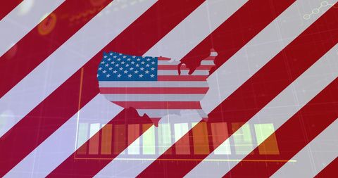 USA Map with Flag Overlay and Business Growth Charts - Download Free Stock Images Pikwizard.com