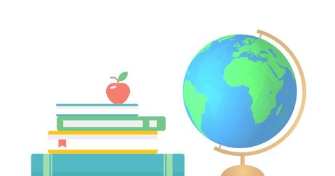 Digital Back to School Concept with Books and Globe - Download Free Stock Images Pikwizard.com