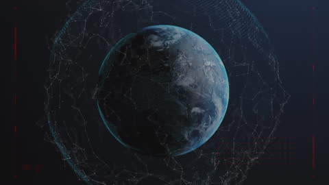 Global Network Connections Encircle Spinning Earth