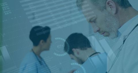 Doctor Analyzing Digital Data in Hospital Environment