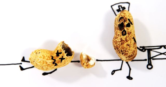 Peanut Shells Depicting Humorous Medical Scene with Drawn Details - Download Free Stock Images Pikwizard.com