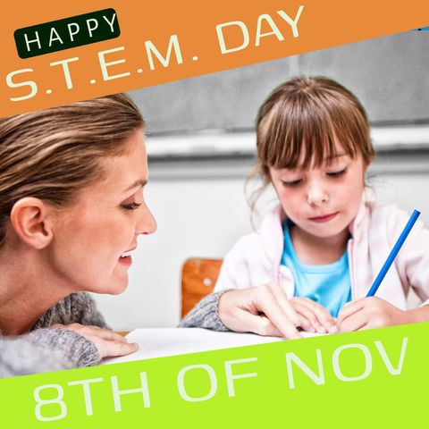 celebrate stem day with teacher assisting young student - Download Free Stock Templates Pikwizard.com