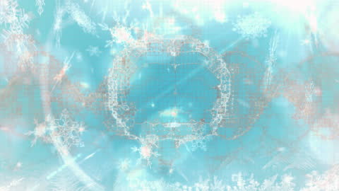 Digital Animation of Snowflakes and Waves with Light Blue Background