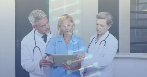 Medical Team Analyzing DNA Data for Innovative Research