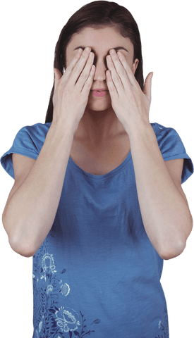caucasian woman covering eyes transparent background lifestyle concept - Download Free Stock Videos Pikwizard.com