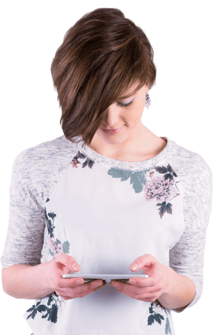 young woman in floral shirt using smartphone on transparent background - Download Free Stock Videos Pikwizard.com