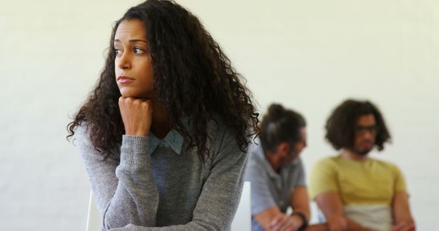 Woman in Counseling Session Contemplating Relationship - Download Free Stock Images Pikwizard.com