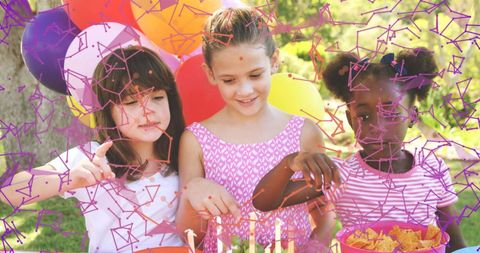 Children Celebrating Birthday with Digital Overlay Effects - Download Free Stock Images Pikwizard.com