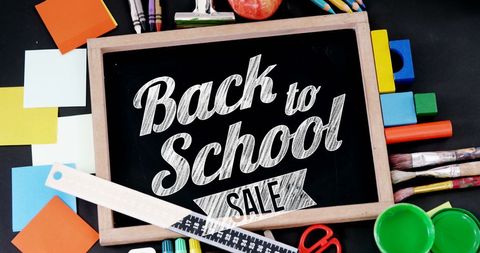 Back to School Sale with Creative Supplies Arrangement Concept