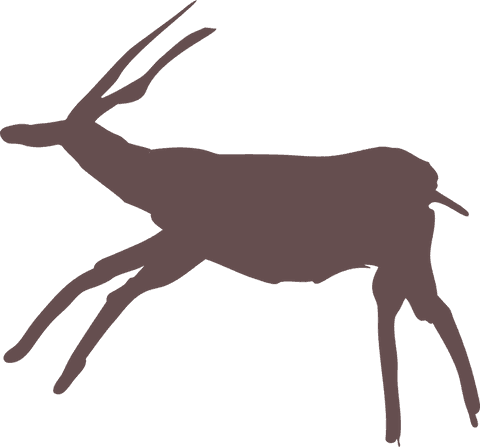 Maroon antelope silhouette leaping in elegant transparent style