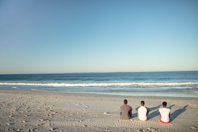 Male friends relaxing together on the beach - Download Free Stock Photos Pikwizard.com