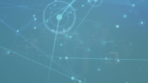 Futuristic Technology Network with Digital Cityscape