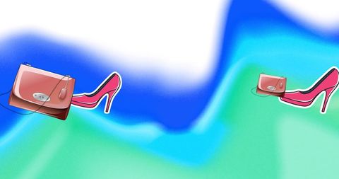 Stylish red accessories with vibrant abstract background