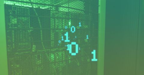 Binary Code Overlay in Server Room Setting - Download Free Stock Images Pikwizard.com