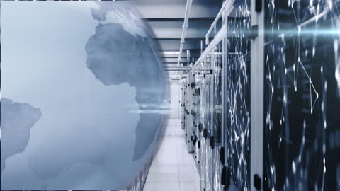 Global Digital Network Concept in Modern Server Room
